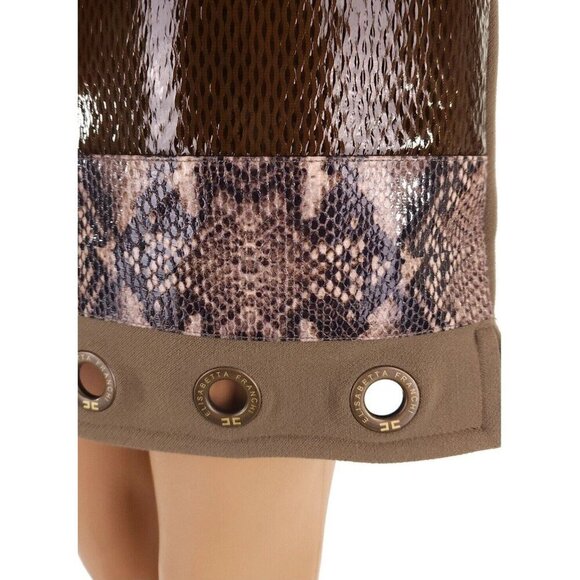 Elisabetta Franchi Reptile Panel Mini Skirt 40 US 4 S Brown NWT - Picture 3 of 13